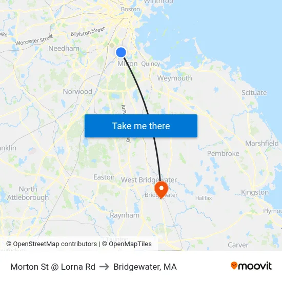 Morton St @ Lorna Rd to Bridgewater, MA map