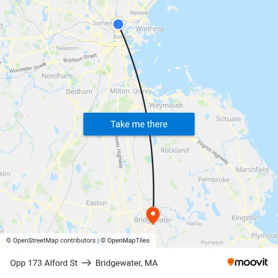 Opp 173 Alford St to Bridgewater, MA map