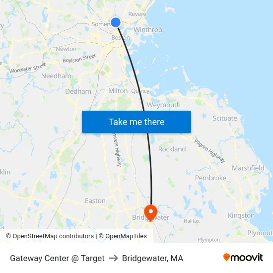 Gateway Center @ Target to Bridgewater, MA map