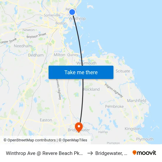 Winthrop Ave @ Revere Beach Pkway to Bridgewater, MA map