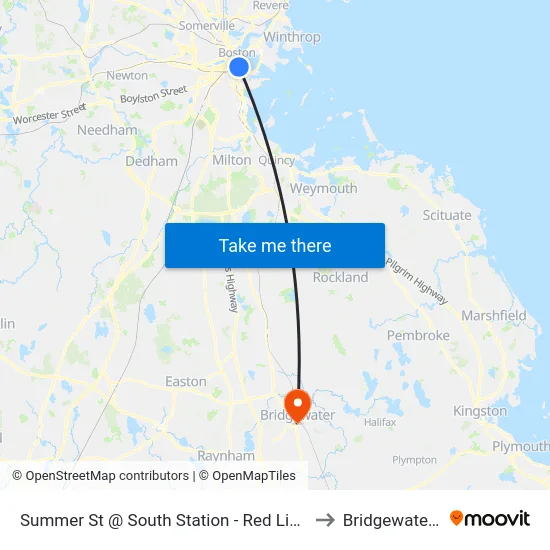 Summer St @ South Station - Red Line Entrance to Bridgewater, MA map