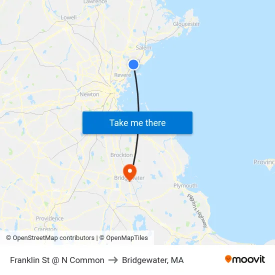 Franklin St @ N Common to Bridgewater, MA map