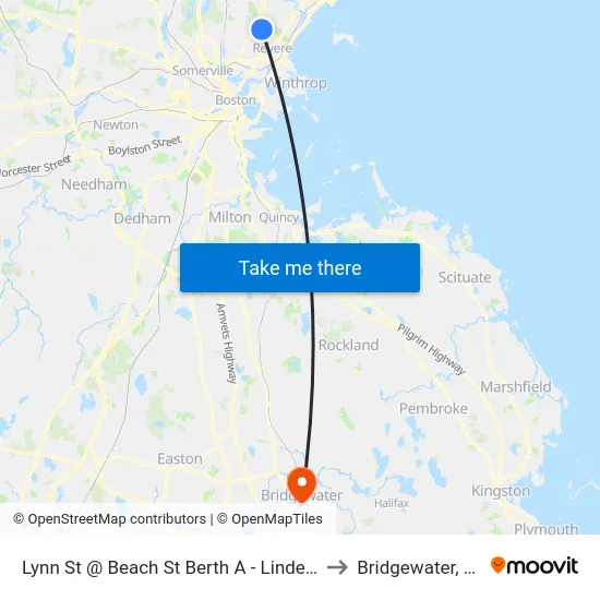 Lynn St @ Beach St Berth A - Linden Sq to Bridgewater, MA map