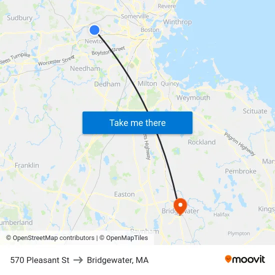 570 Pleasant St to Bridgewater, MA map