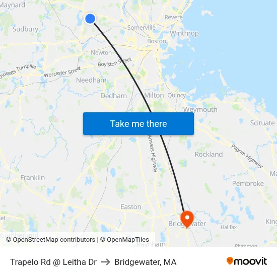 Trapelo Rd @ Leitha Dr to Bridgewater, MA map