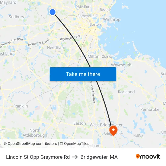 Lincoln St Opp Graymore Rd to Bridgewater, MA map