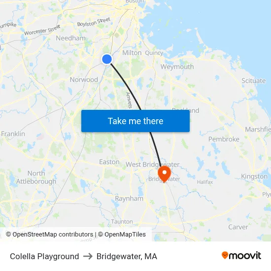 Colella Playground to Bridgewater, MA map