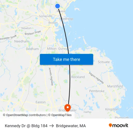 Kennedy Dr @ Bldg 184 to Bridgewater, MA map