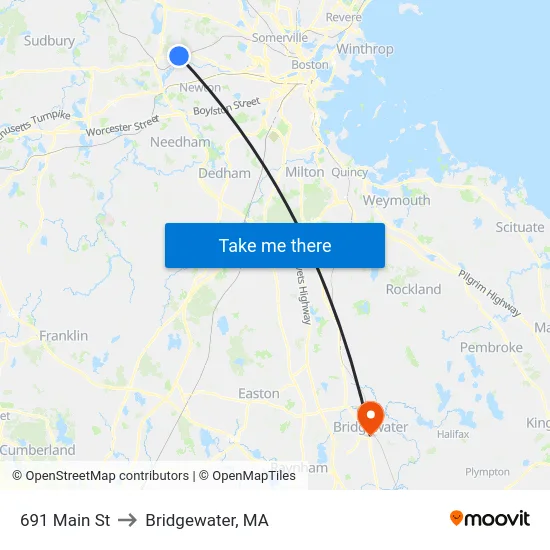691 Main St to Bridgewater, MA map