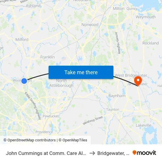 John Cummings at Comm. Care Alliance to Bridgewater, MA map