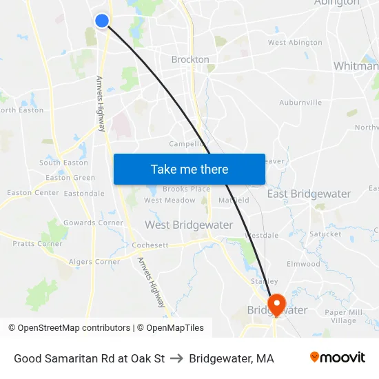 Good Samaritan Rd at Oak St to Bridgewater, MA map