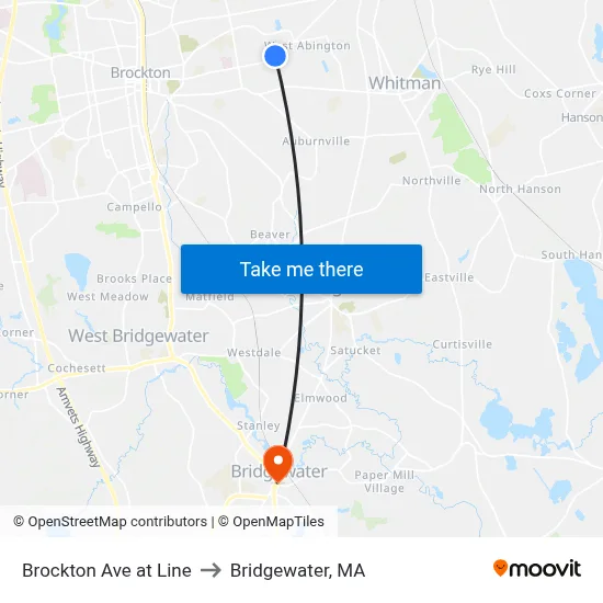 Brockton Ave at Line to Bridgewater, MA map