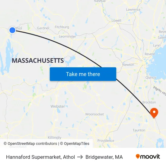 Hannaford Supermarket, Athol to Bridgewater, MA map