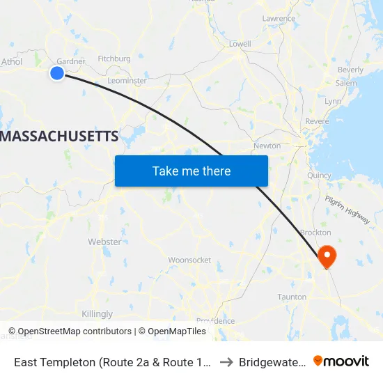 East Templeton (Route 2a & Route 101),Gardner to Bridgewater, MA map