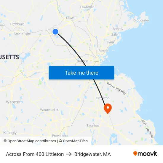 Across From 400 Littleton to Bridgewater, MA map