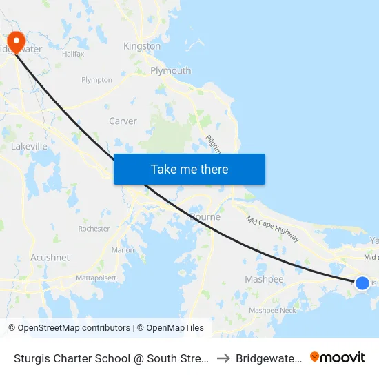 Sturgis Charter School @ South Street, Hyannis to Bridgewater, MA map