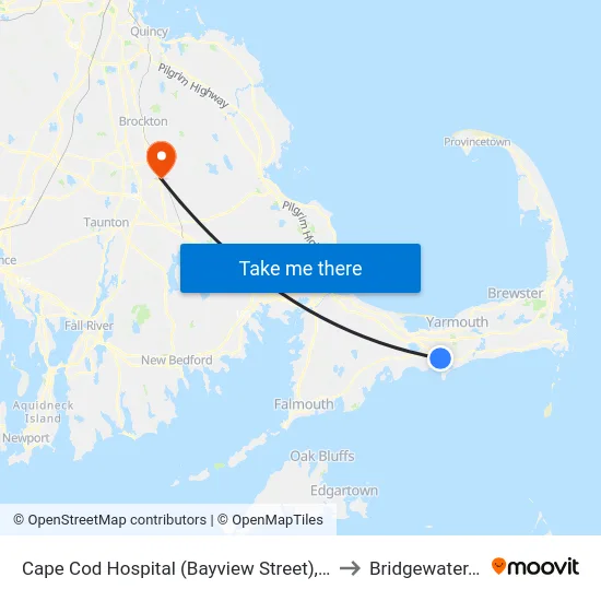 Cape Cod Hospital (Bayview Street), Hyannis to Bridgewater, MA map