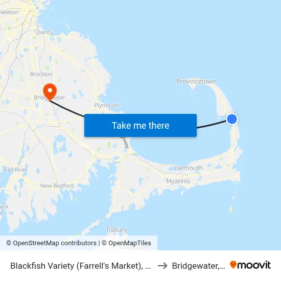 Blackfish Variety (Farrell's Market), Wellfleet to Bridgewater, MA map