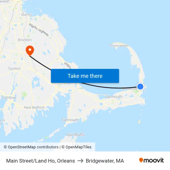 Main Street/Land Ho, Orleans to Bridgewater, MA map