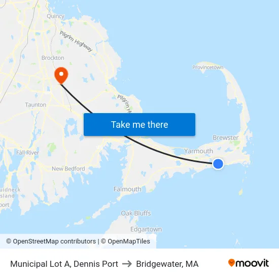 Municipal Lot A, Dennis Port to Bridgewater, MA map