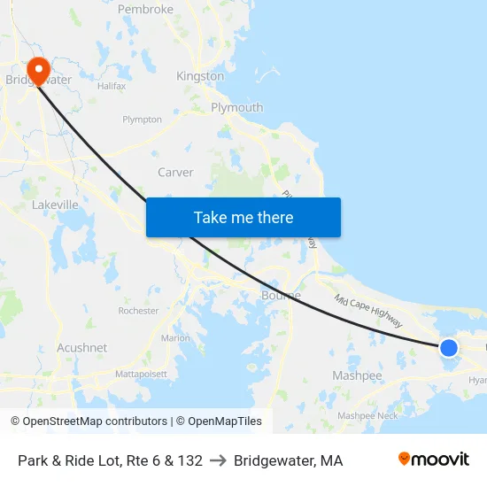 Park & Ride Lot, Rte 6 & 132 to Bridgewater, MA map