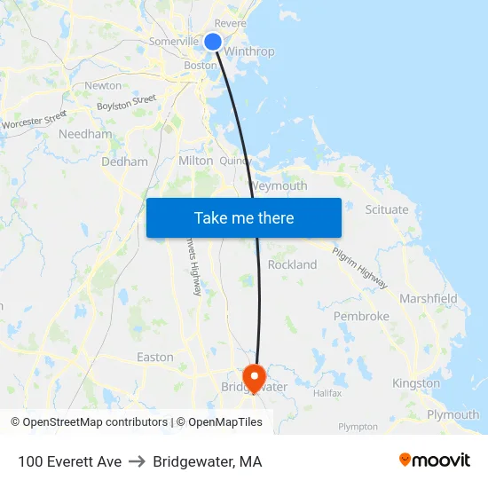 100 Everett Ave to Bridgewater, MA map