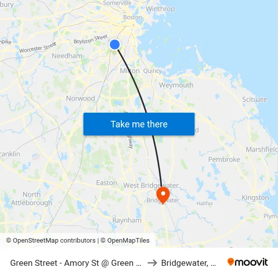 Green Street - Amory St @ Green St to Bridgewater, MA map