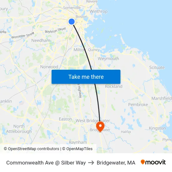 Commonwealth Ave @ Silber Way to Bridgewater, MA map