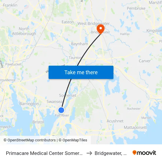 Primacare Medical Center Somerset to Bridgewater, MA map