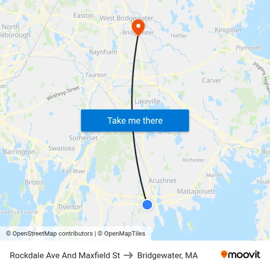 Rockdale Ave And Maxfield St to Bridgewater, MA map