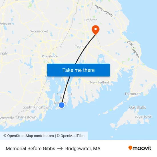 Memorial Before Gibbs to Bridgewater, MA map