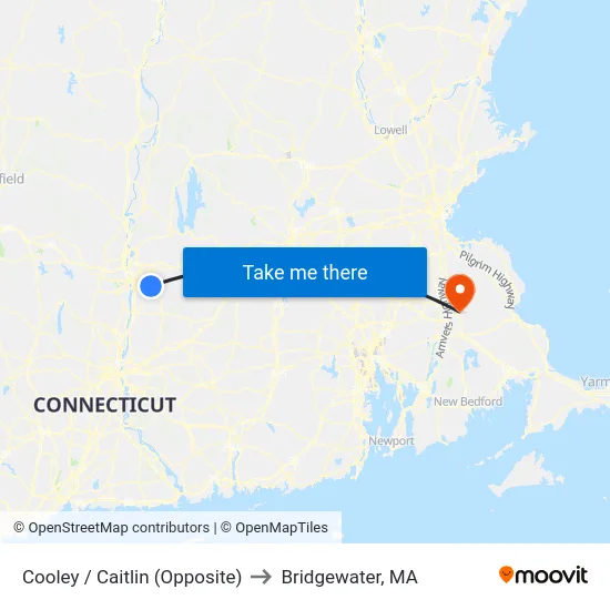 Cooley / Caitlin (Opposite) to Bridgewater, MA map