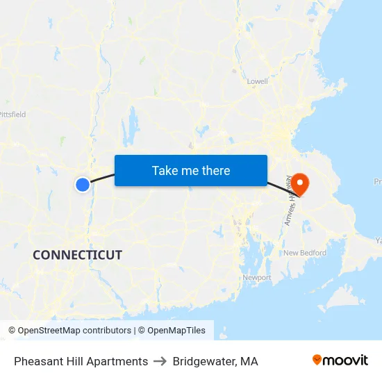 Pheasant Hill Apartments to Bridgewater, MA map