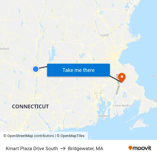 Kmart Plaza Drive South to Bridgewater, MA map