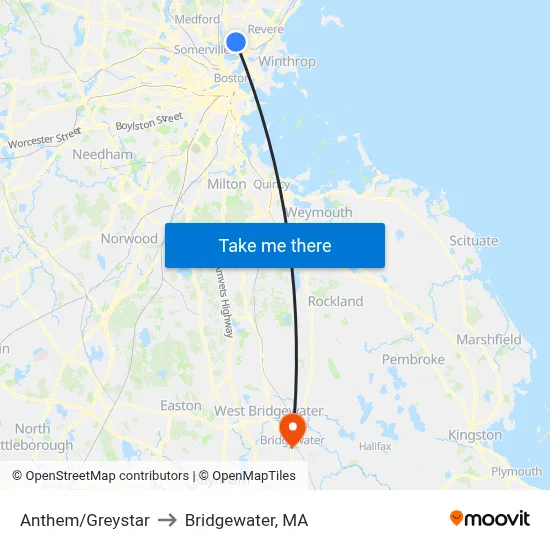 Anthem/Greystar to Bridgewater, MA map