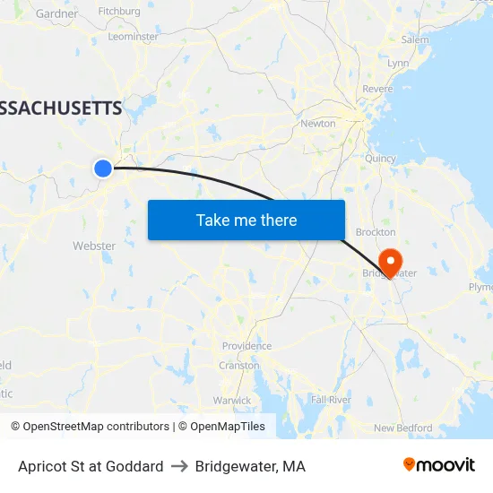 Apricot St at Goddard to Bridgewater, MA map