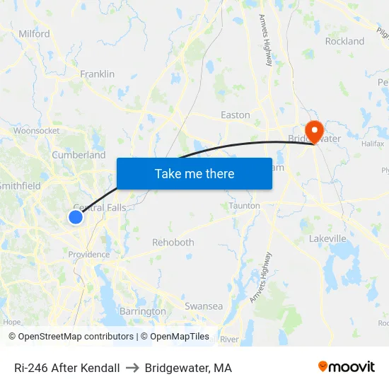 Ri-246 After Kendall to Bridgewater, MA map
