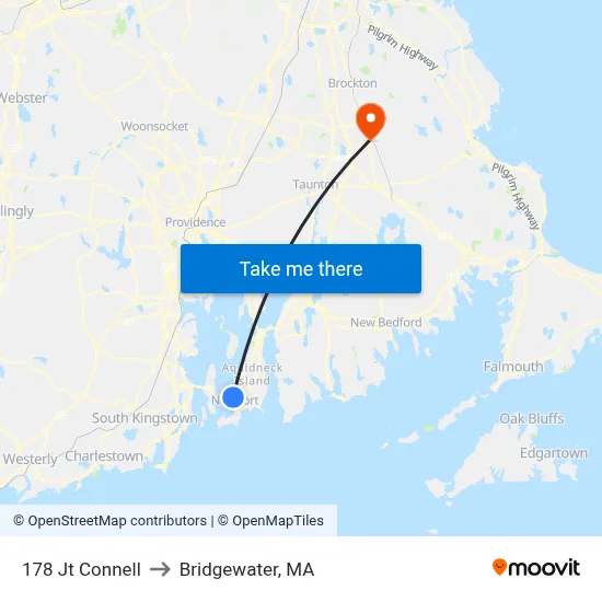 178 Jt Connell to Bridgewater, MA map
