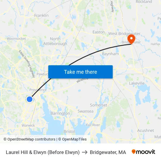 Laurel Hill & Elwyn (Before Elwyn) to Bridgewater, MA map