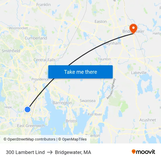 300 Lambert Lind to Bridgewater, MA map
