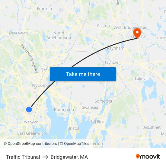 Traffic Tribunal to Bridgewater, MA map