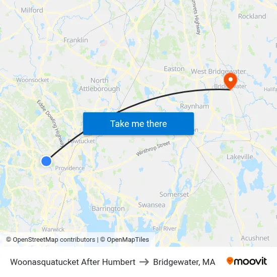 Woonasquatucket After Humbert to Bridgewater, MA map