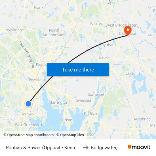 Pontiac & Power (Opposite Kenney) to Bridgewater, MA map