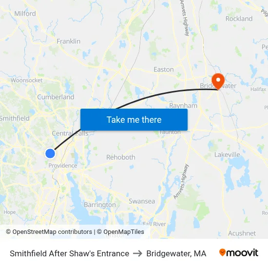 Smithfield After Shaw's Entrance to Bridgewater, MA map