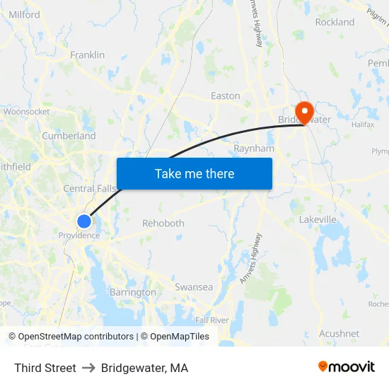 Third Street to Bridgewater, MA map
