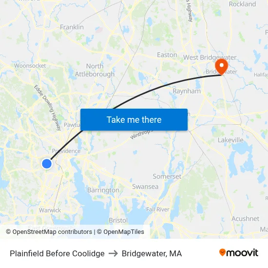 Plainfield Before Coolidge to Bridgewater, MA map