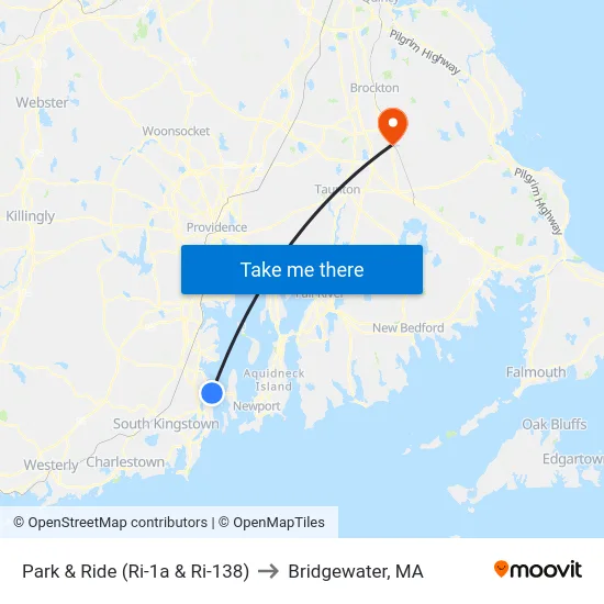 Park & Ride (Ri-1a & Ri-138) to Bridgewater, MA map