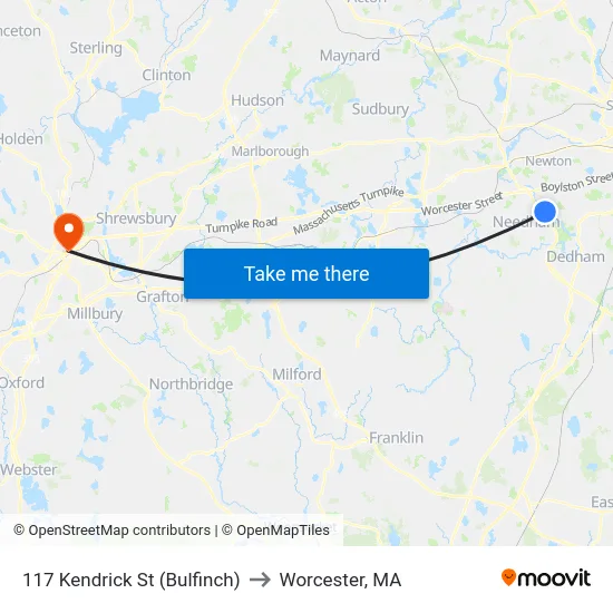 117 Kendrick St  (Bulfinch) to Worcester, MA map