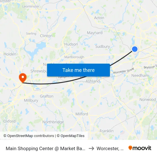 Main Shopping Center @ Market Basket to Worcester, MA map