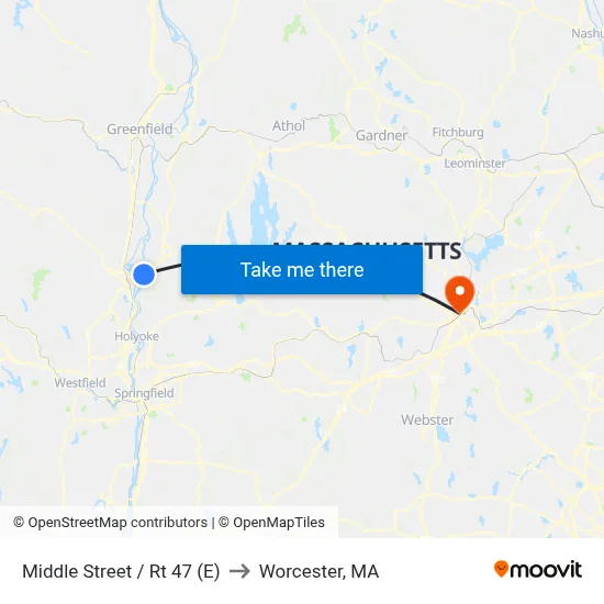 Middle Street / Rt 47 (E) to Worcester, MA map